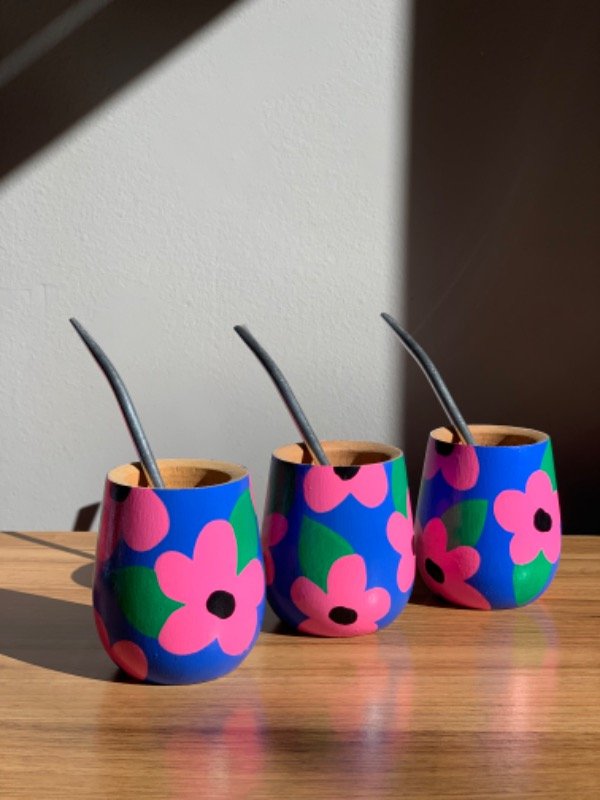 Artisan wood cup, handpainted — Thelma