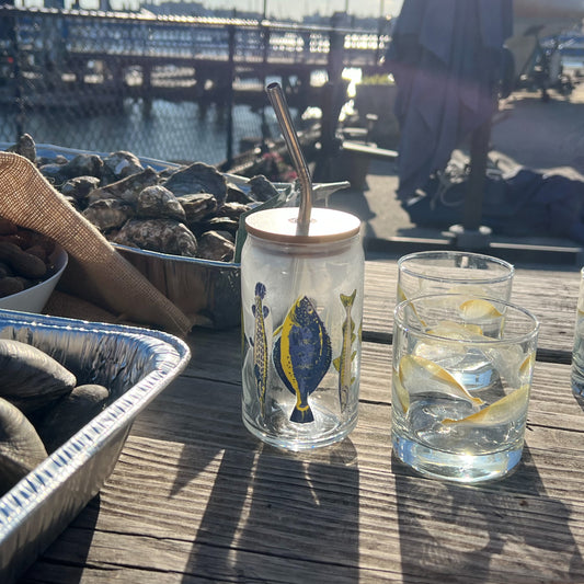 Atlantic catch glass with lid & straw