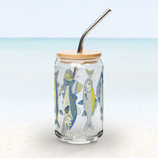 Atlantic catch glass with lid & straw