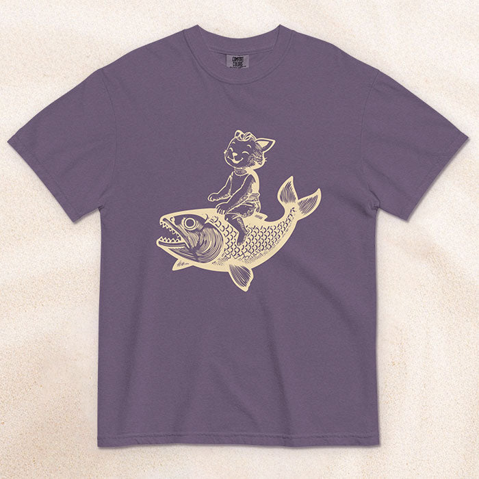 The Cat's Fish T-Shirt – Grape