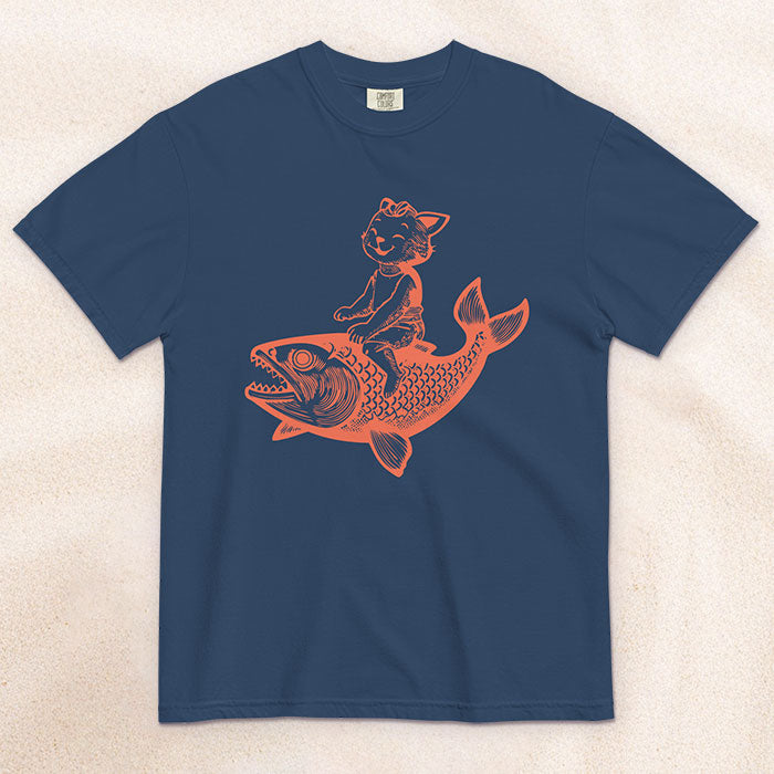 The Cat's Fish T-Shirt – True Navy