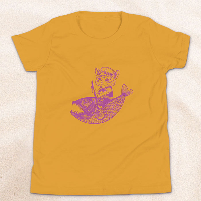 The Cat's Fish Youth T-Shirt – Yellow