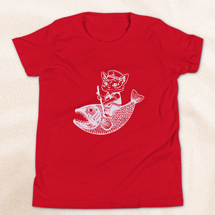 The Cat's Fish Youth T-Shirt – Red