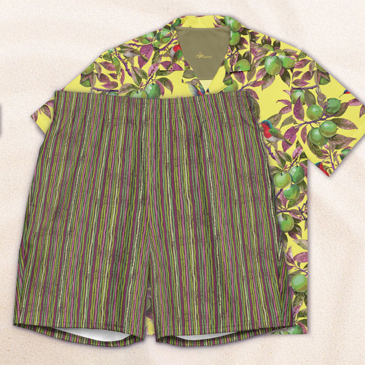 CItrus Grove Distressed Stripe Conservation Swim Trunks – African Violet