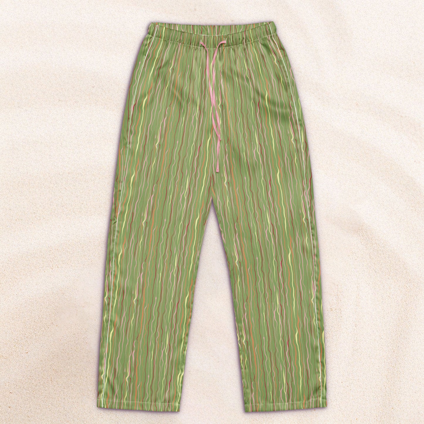 Tropicalia Stripe Pajama Pants – Dark Grass with Shell Pink