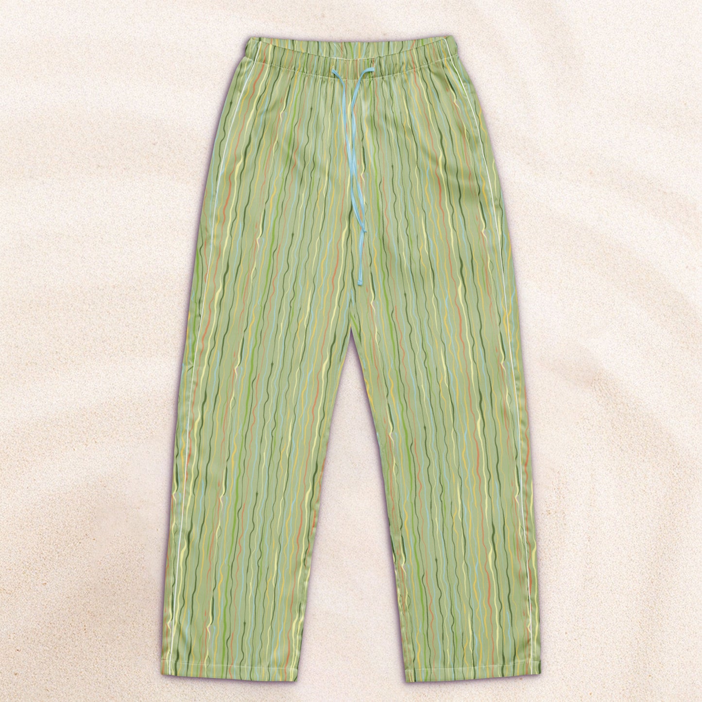 Tidal Stripe Lounge Pants – Light Grass with Sky Blue