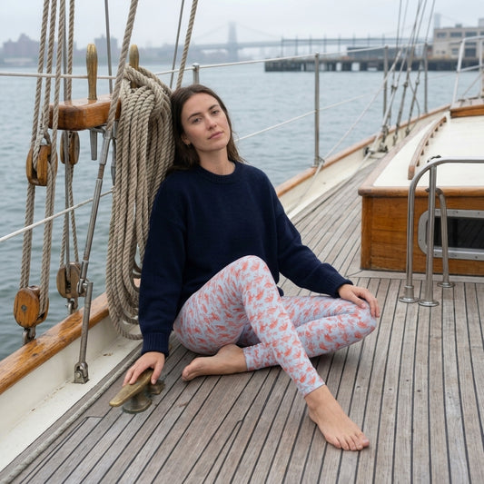 The Cat's Fish Deck Leggings with Pockets – Periwinkle Blue