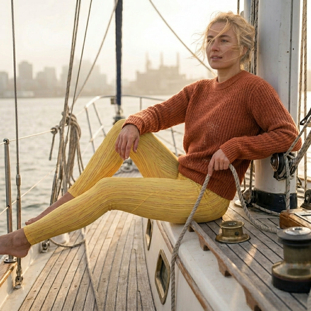 Tidal Stripe Leggings with Pockets – Gold