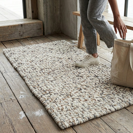 The Pebble — Handmade Wool Felt Rug in Driftwood