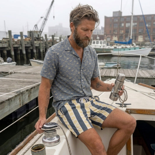 Palheiros Board Shorts – Skipping Stone Stripe