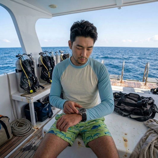 Color Block Surf Shirt – Light Ocean and Cream