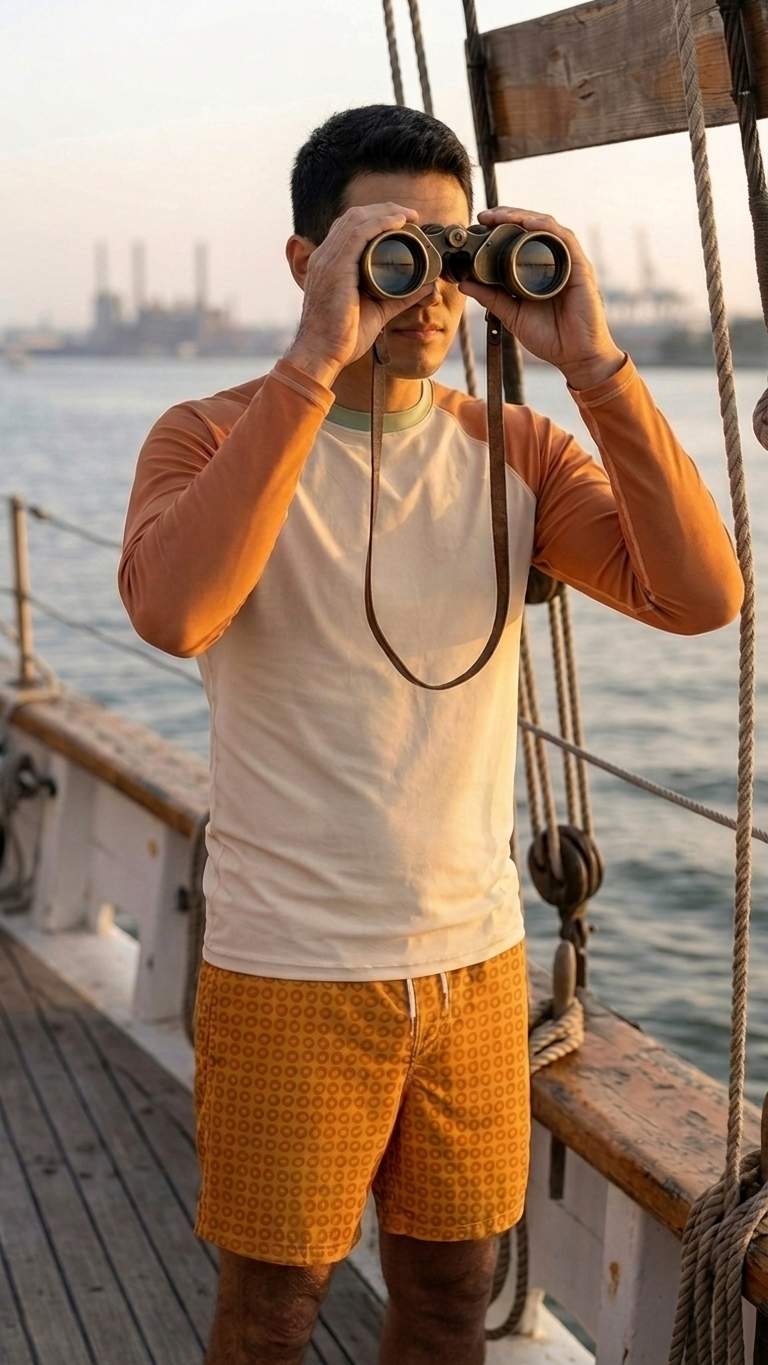Color Block Surf Shirt – Rust and Cereal Milk