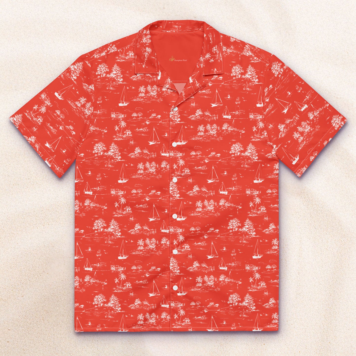 Seaside Toile Tropical Shirt – Signal Red