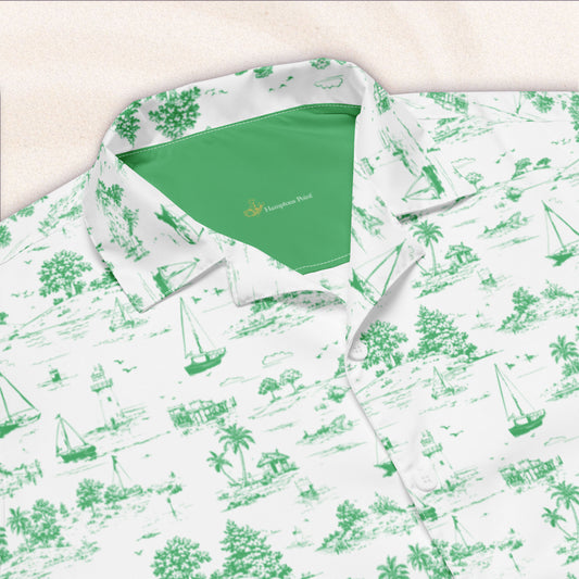 Seaside Toile Tropical Shirt – White with Palm