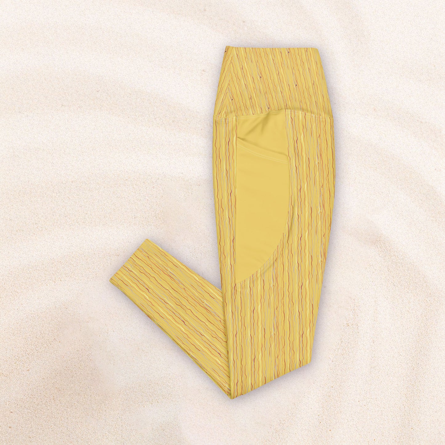 Tropicalia Stripe Yoga Leggings with Pockets – Gold