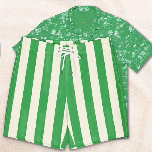 Seaside Toile Tropical Shirt – Palm Green