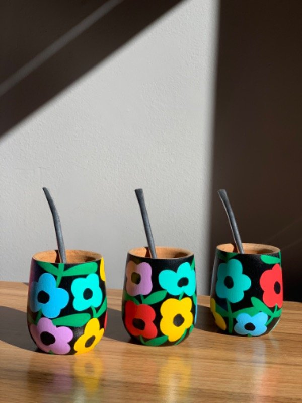 Artisan wood cup, hand-painted — Marga