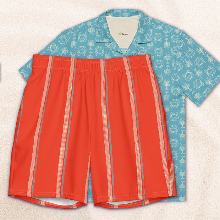 Red Taxi Stripe Eco-Friendly Swim Trunks