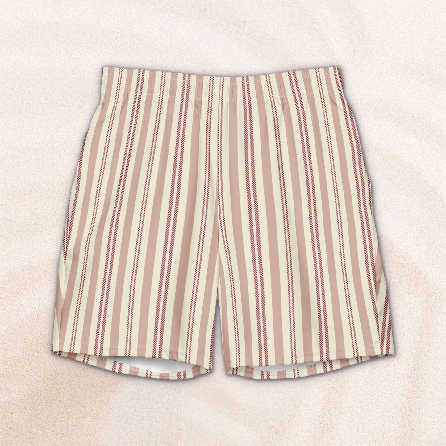 Burgundy Taxi Stripe Eco-Friendly Swim Trunks