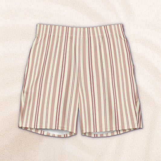 Burgundy Taxi Stripe Eco-Friendly Swim Trunks