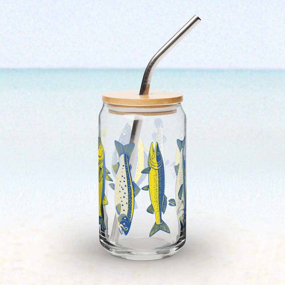Atlantic catch glass with lid & straw