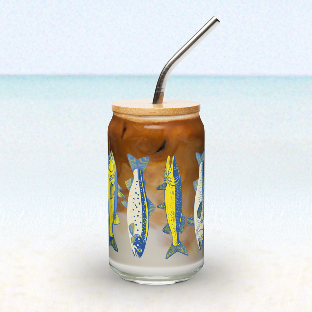 Atlantic catch glass with lid & straw