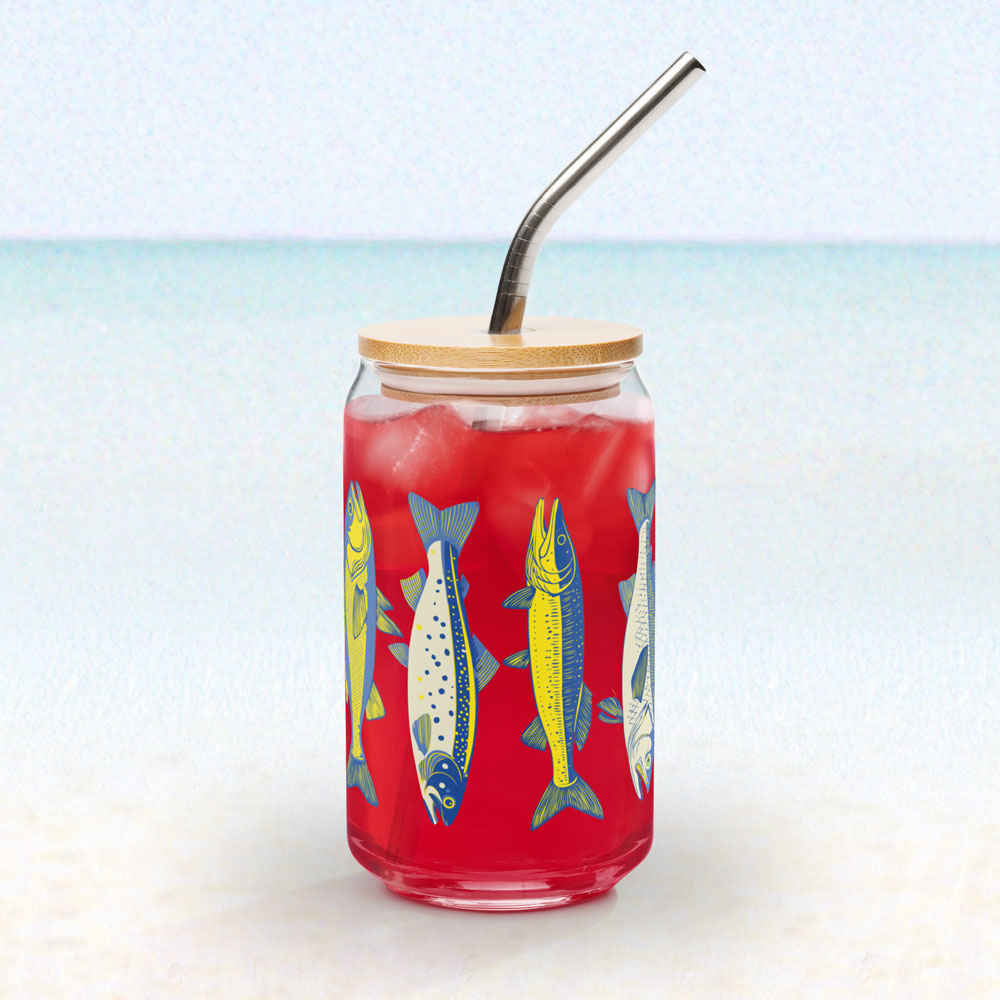 Atlantic catch glass with lid & straw