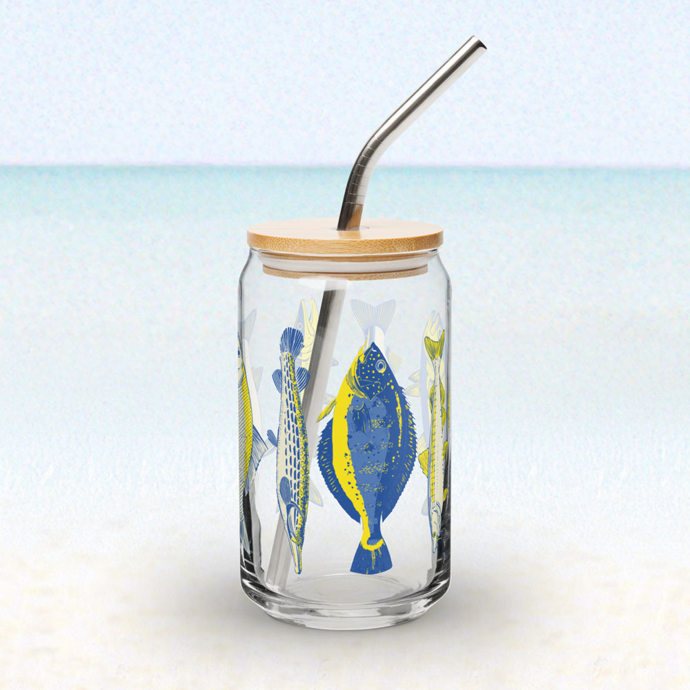 Atlantic catch glass with lid & straw