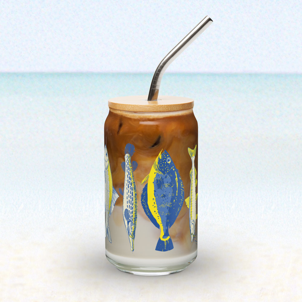 Atlantic catch glass with lid & straw