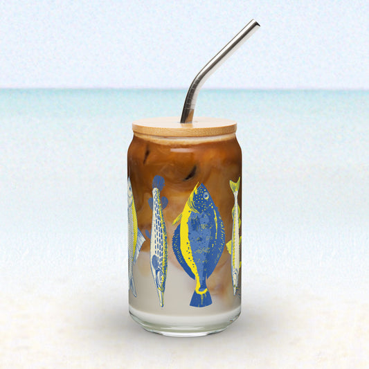 Atlantic catch glass with lid & straw