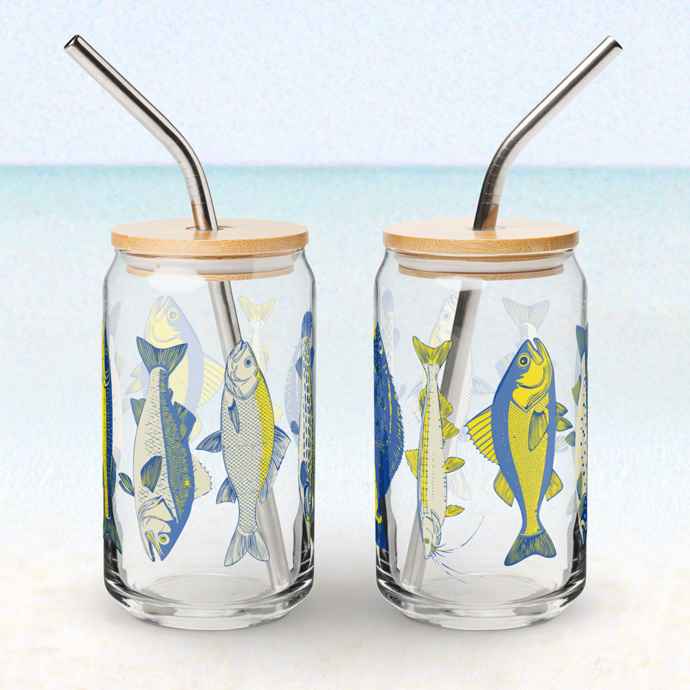 Atlantic catch glass with lid & straw