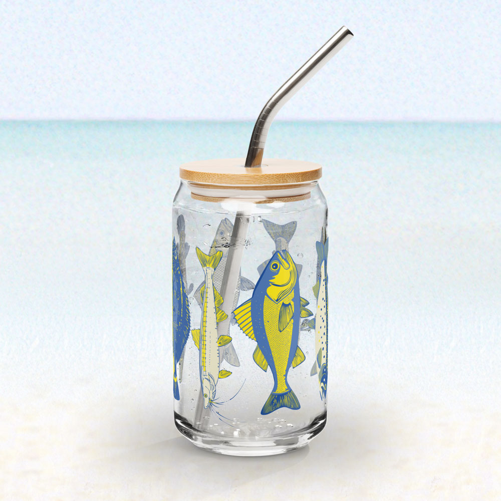 Atlantic catch glass with lid & straw