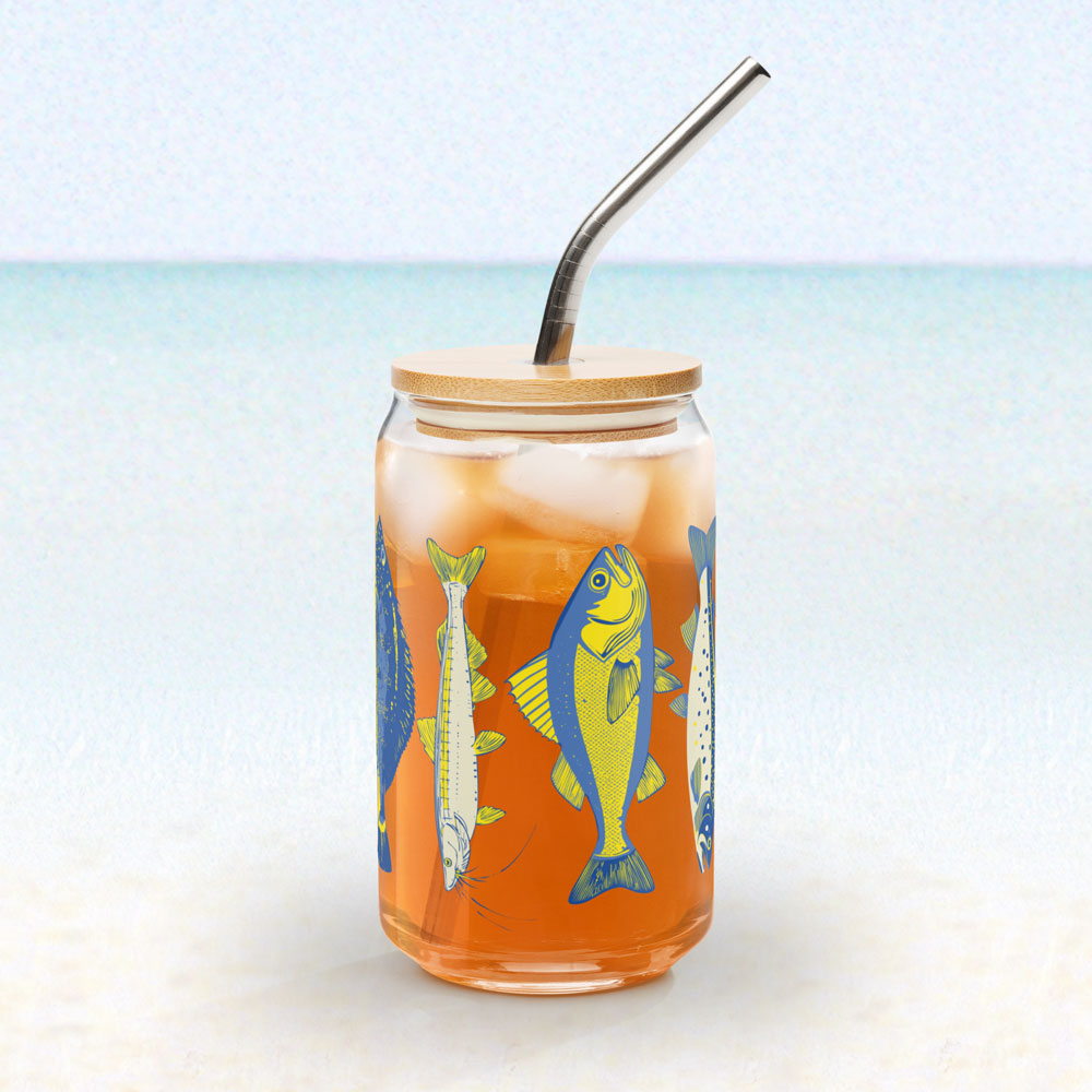 Atlantic catch glass with lid & straw