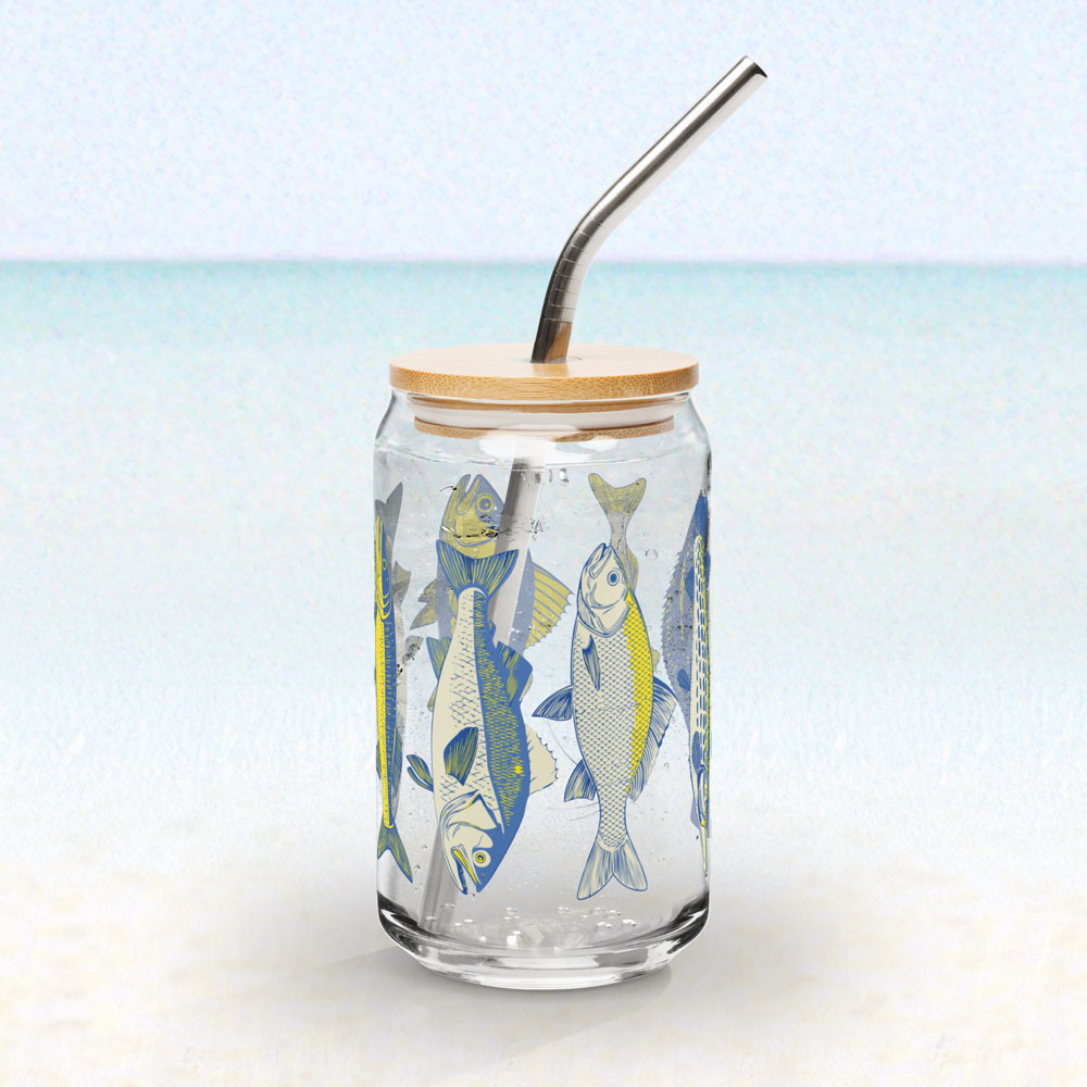 Atlantic catch glass with lid & straw