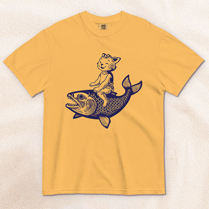 The Cat's Fish T-Shirt – Mustard