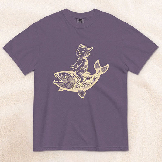 The Cat's Fish T-Shirt – Grape