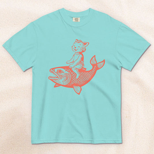 The Cat's Fish T-Shirt – Lagoon Blue