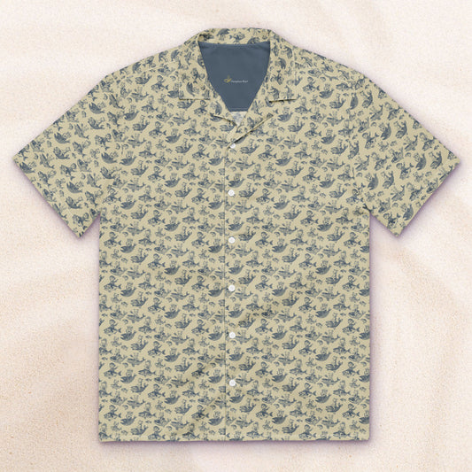 The Cat's Fish Tropical Camp Shirt – Dutch Cream with Van Deusen Navy