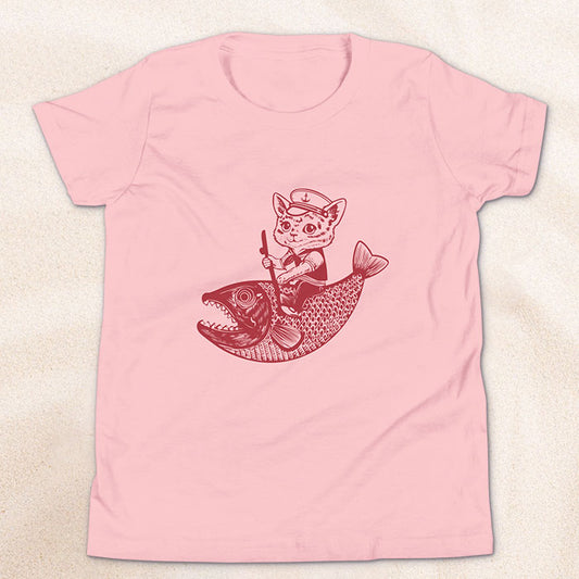 The Cat's Fish Youth Shirt — Pink