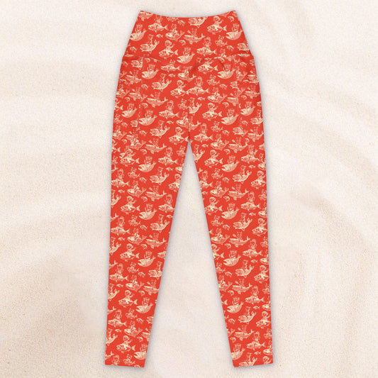 The Cat's Fish Yoga Leggings with Pockets – Cinnabar Red