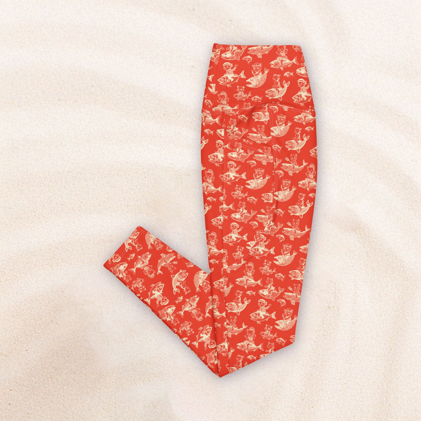 The Cat's Fish Yoga Leggings with Pockets – Cinnabar Red