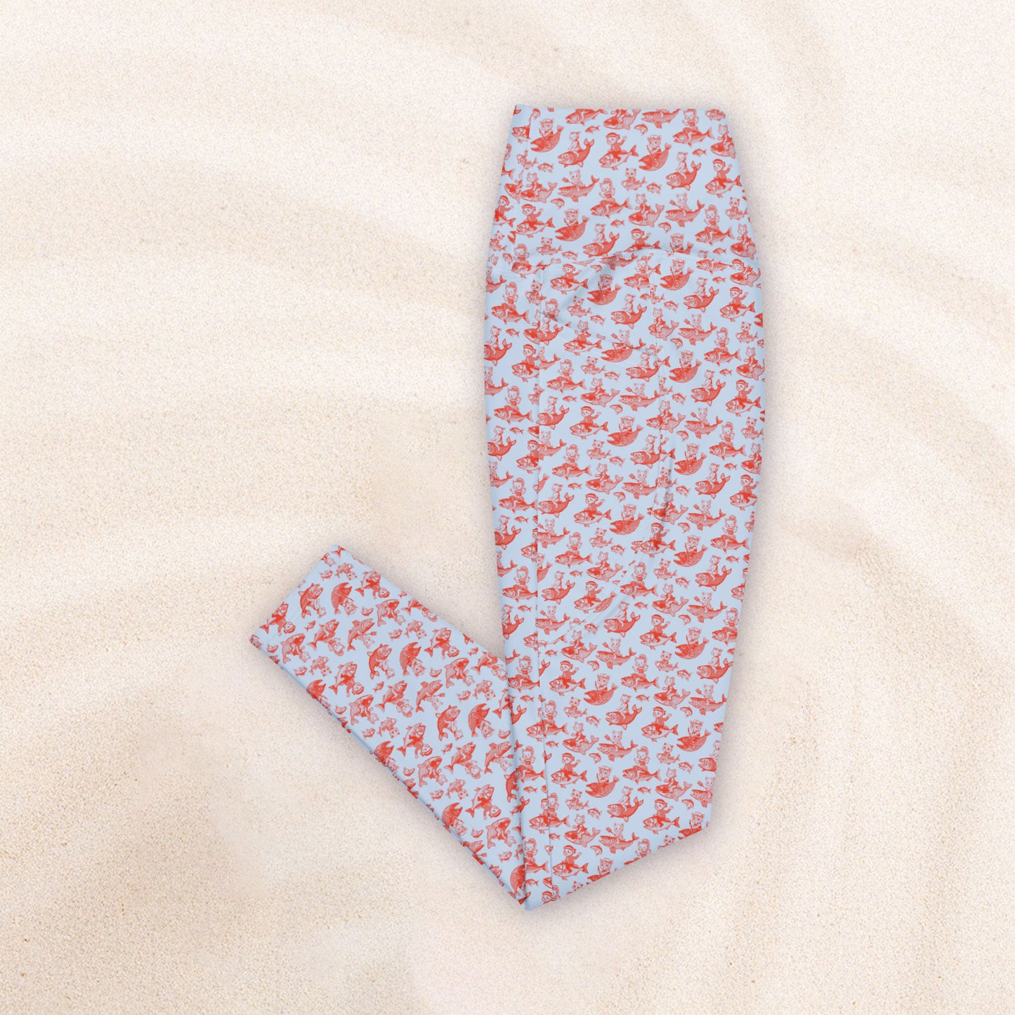 The Cat's Fish Yoga Leggings with Pockets – Periwinkle Blue