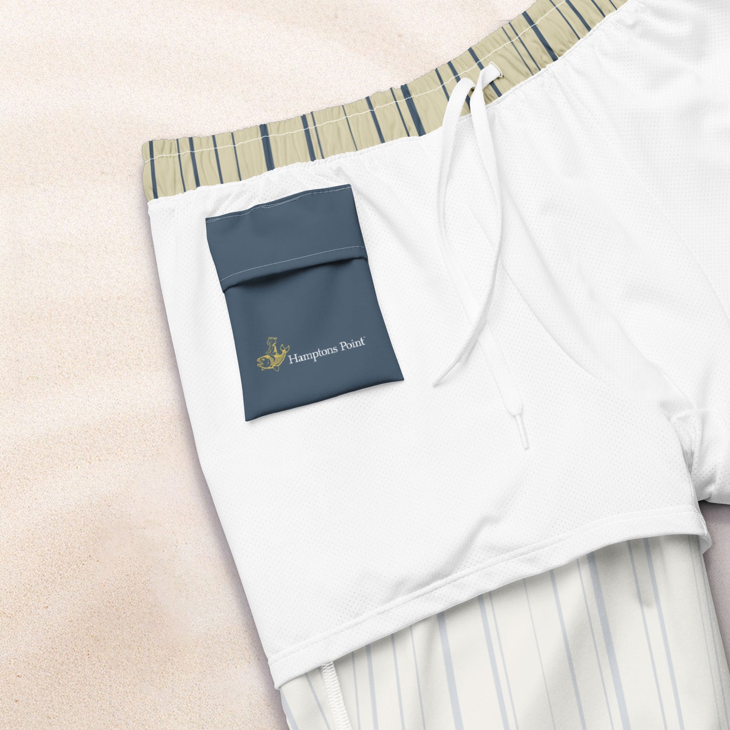 Maritime Stripe Conservation Swim Trunks – Dutch Cream with Van Deusen Navy