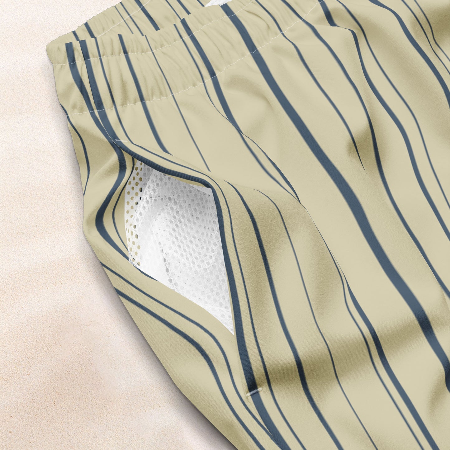 Maritime Stripe Conservation Swim Trunks – Dutch Cream with Van Deusen Navy