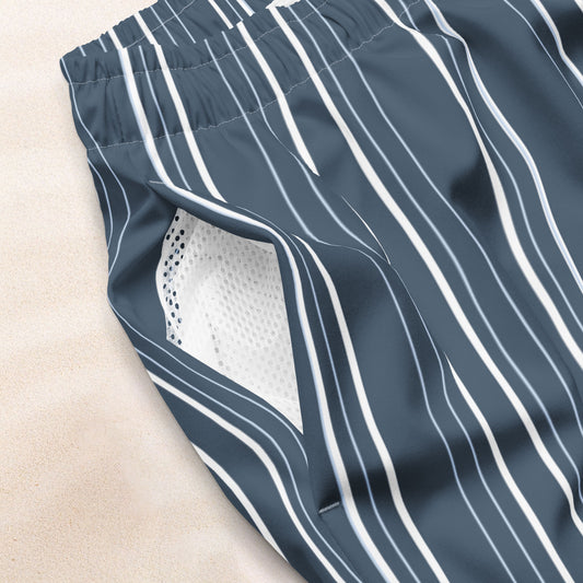 Maritime Stripe Eco-Friendly Swim Trunks – Van Deusen Navy and White