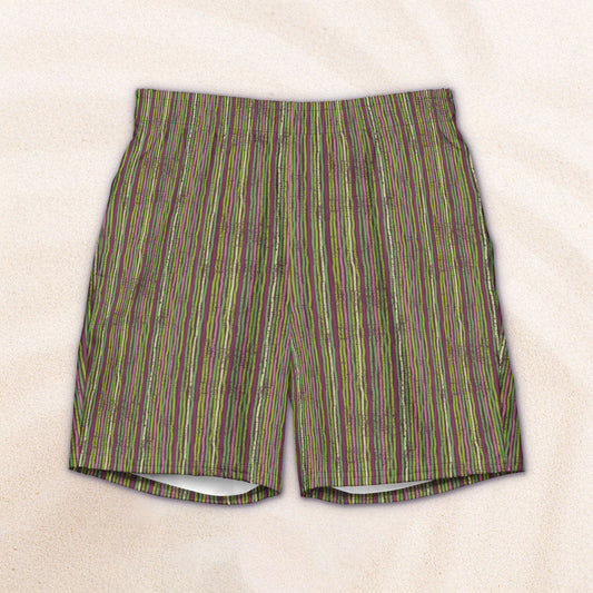 CItrus Grove Distressed Stripe Conservation Swim Trunks – African Violet