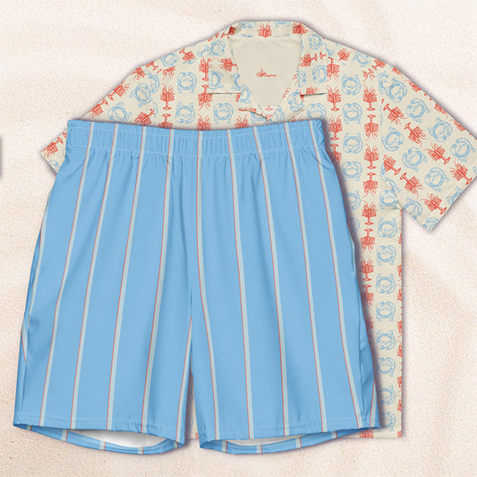 Sky Blue Taxi Stripe Eco-Friendly Swim Trunks