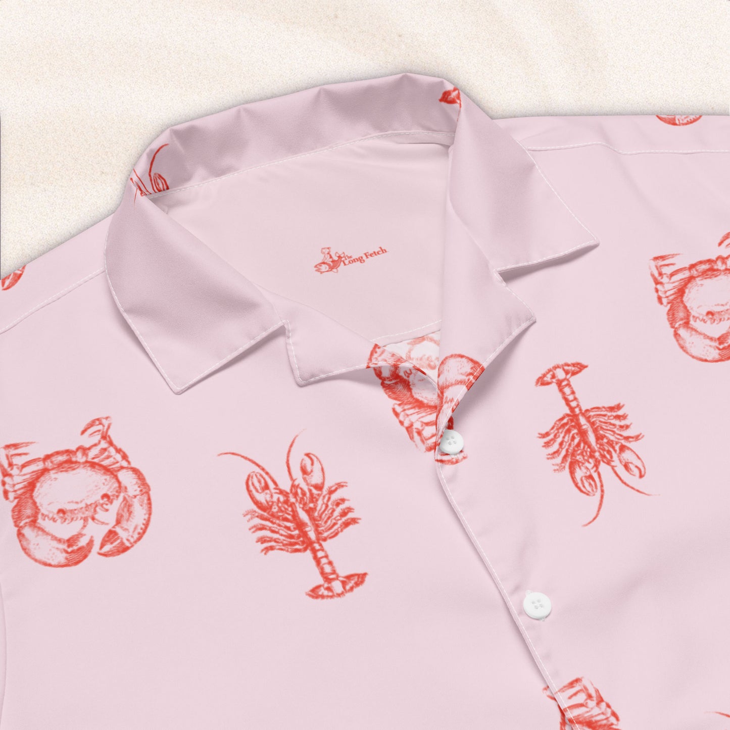 Field Guide Cuban Collar Shirt – Pink with Red
