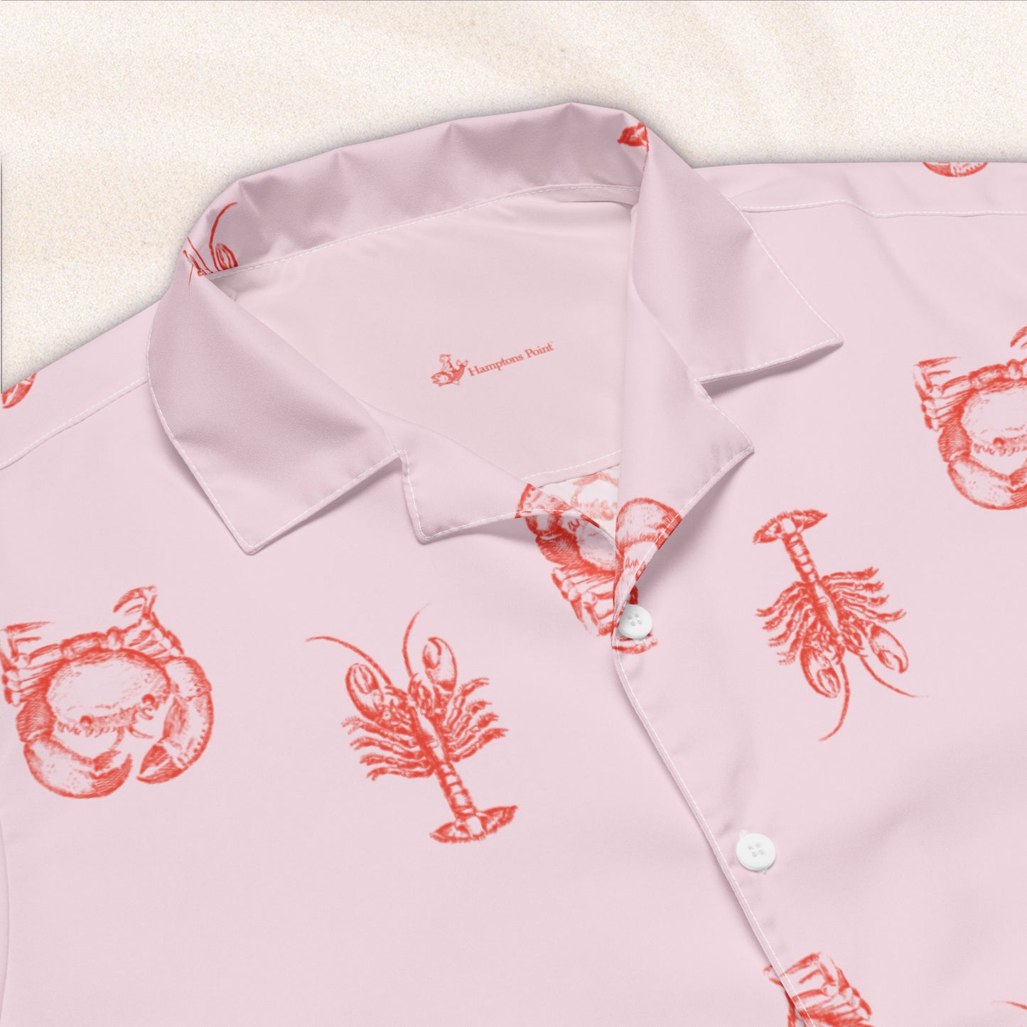 Heavy Crabs and Jumbo Lobsters – Loose Repeat Vacation Shirt – Pink with Red