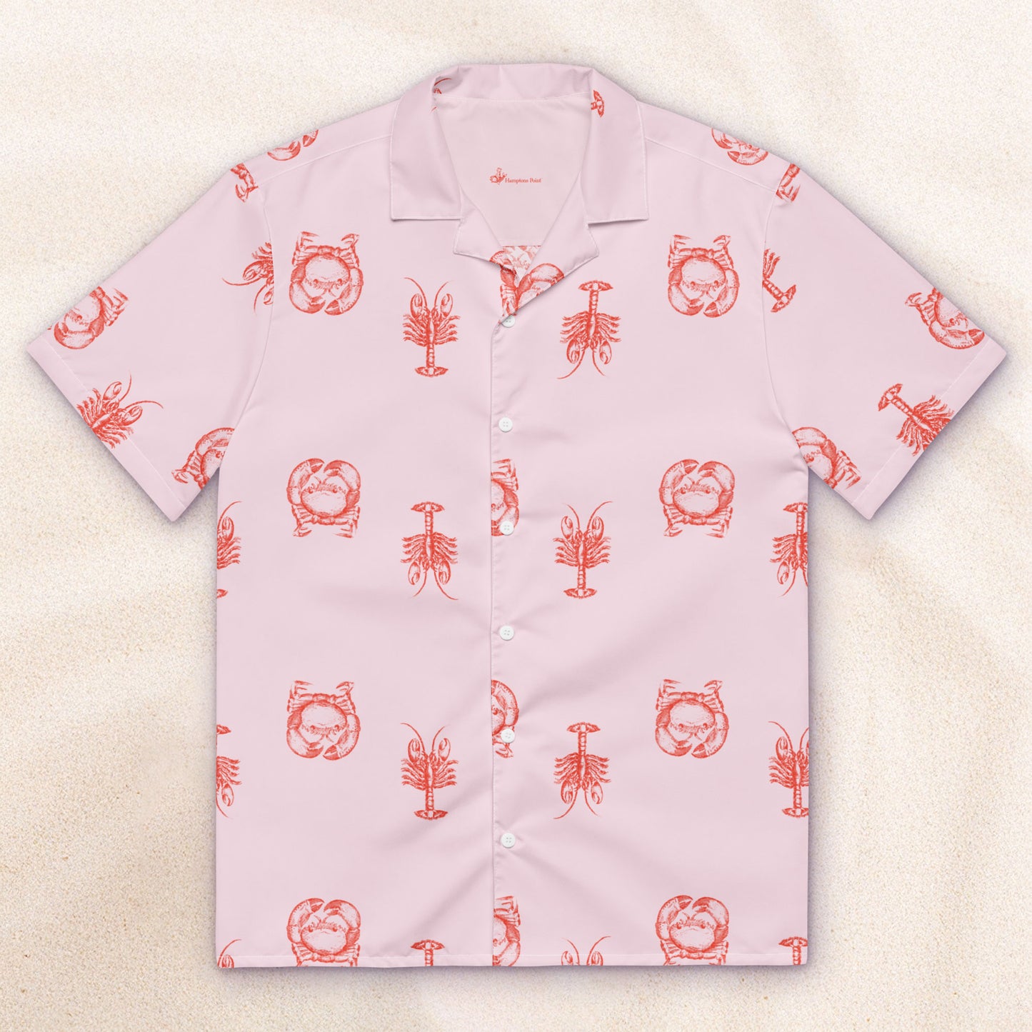 Heavy Crabs and Jumbo Lobsters – Loose Repeat Vacation Shirt – Pink with Red